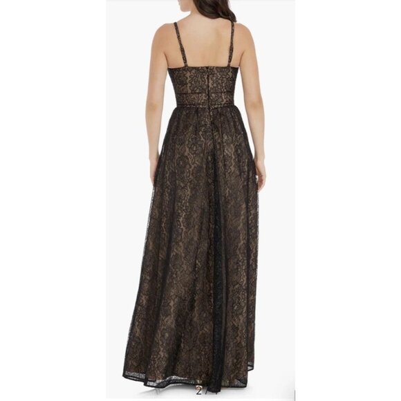 Dress The Population Danae Deep V-Neck Black Lace Gown-Size XXL Maxi NEW - Picture 3 of 10